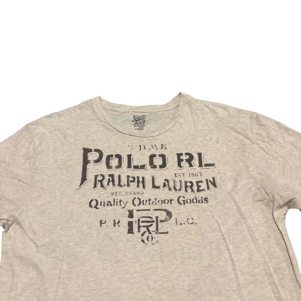 Polo Ralph Lauren Mens Graphic T-Shirt Heather Grey Outdoor Goods Large L/G - Picture 2 of 7